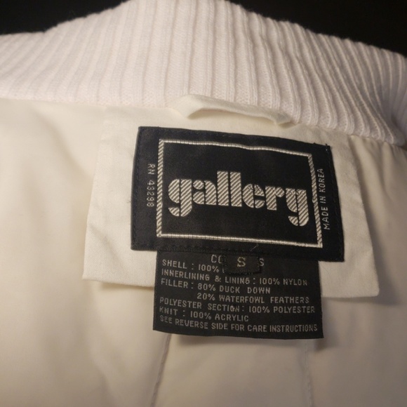 VTG White goose down GALLERY 80's puffer ski jacket w/large pockets & tags nylon - Picture 7 of 8